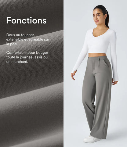 Pantalon tailleur ALARA Flex™ DayStretch à taille haute, coupe droite, avec poches pratiques.