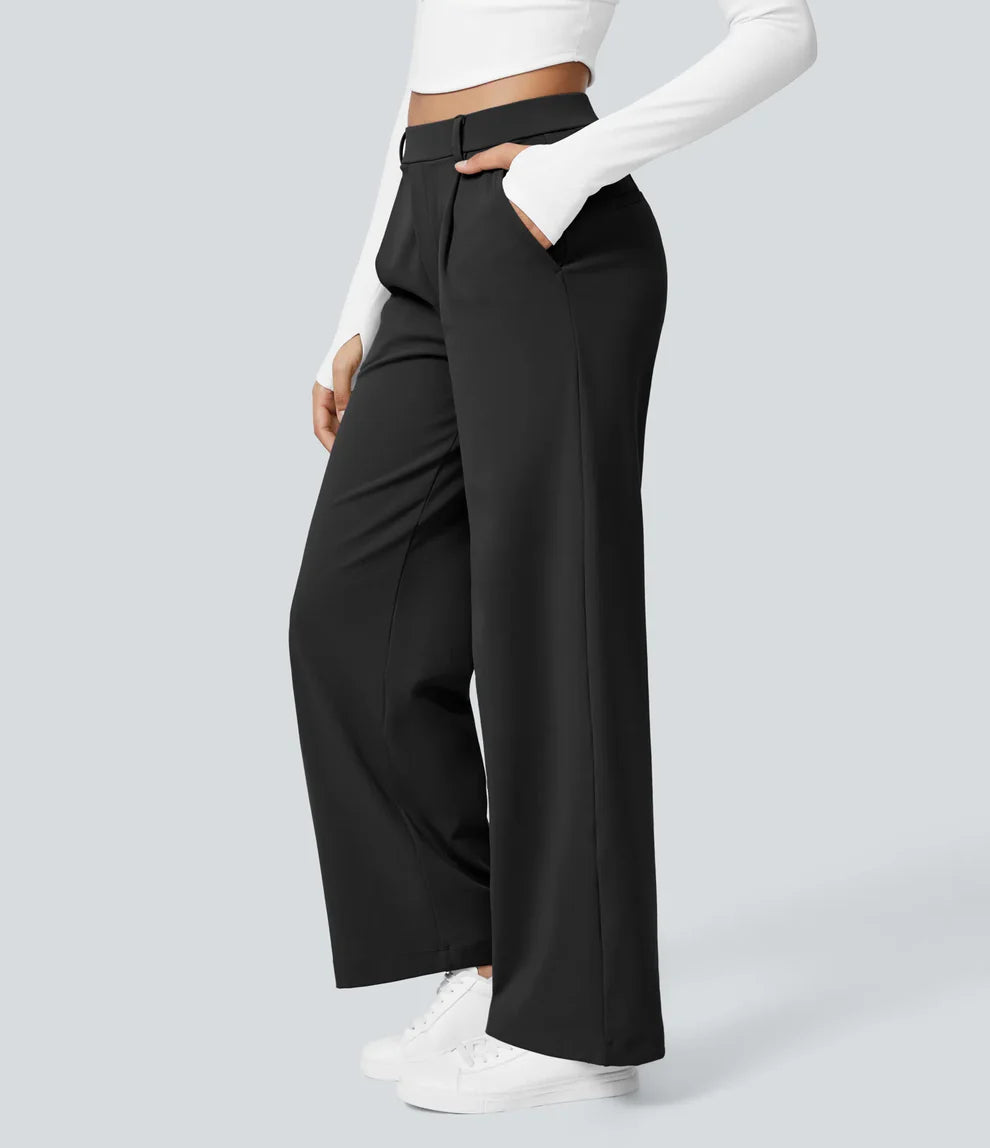 Pantalon tailleur ALARA Flex™ DayStretch à taille haute, coupe droite, avec poches pratiques.