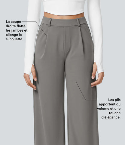 Pantalon tailleur ALARA Flex™ DayStretch à taille haute, coupe droite, avec poches pratiques.