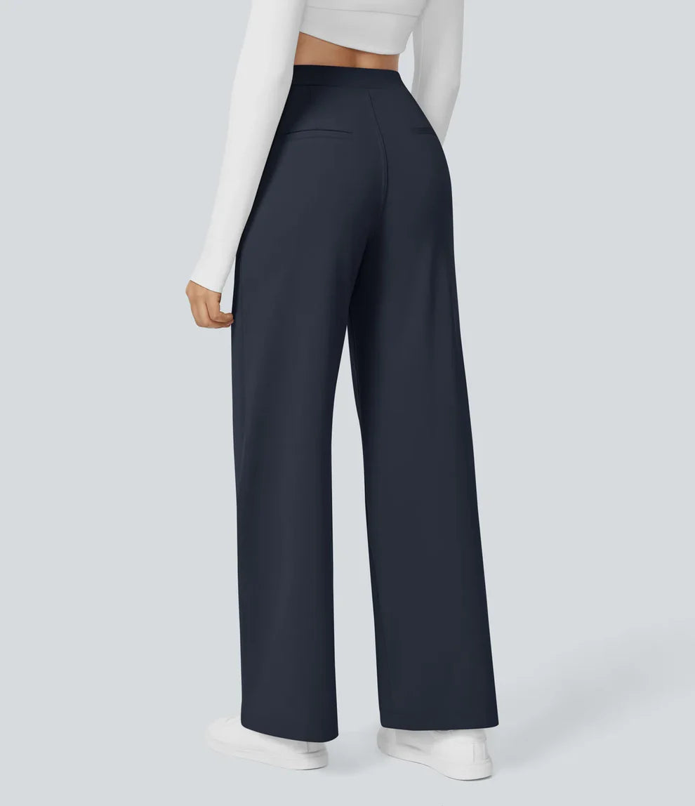 Pantalon tailleur ALARA Flex™ DayStretch à taille haute, coupe droite, avec poches pratiques.