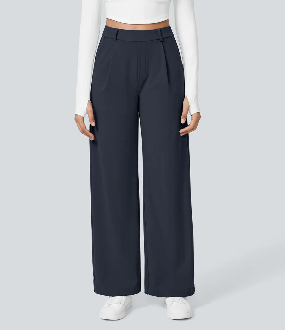 Pantalon tailleur ALARA Flex™ DayStretch à taille haute, coupe droite, avec poches pratiques.